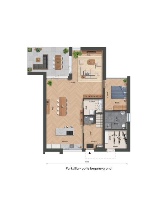 Begane grond - parkvilla Noordzijde - slaap- en badkamer beneden (optie) (bnr 36)