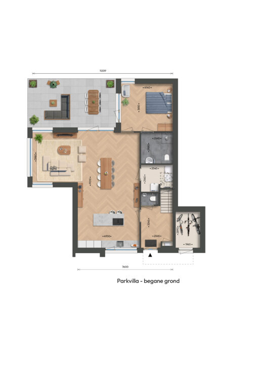 Begane grond - parkvilla Zuidzijde - slaap- en badkamer beneden (optie) (bnr 48)