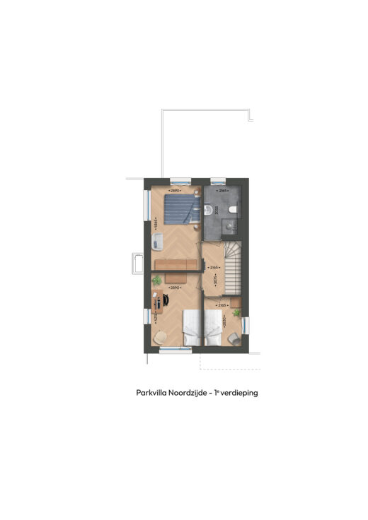 Eerste verdieping - parkvilla Noordzijde (bnr 36)