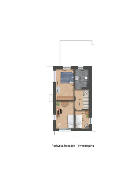 Eerste verdieping - parkvilla Zuidzijde (bnr 48)