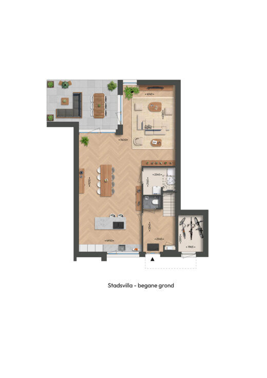 Begane grond - stadsvilla (bnrs 4, 38 t/m 46)
